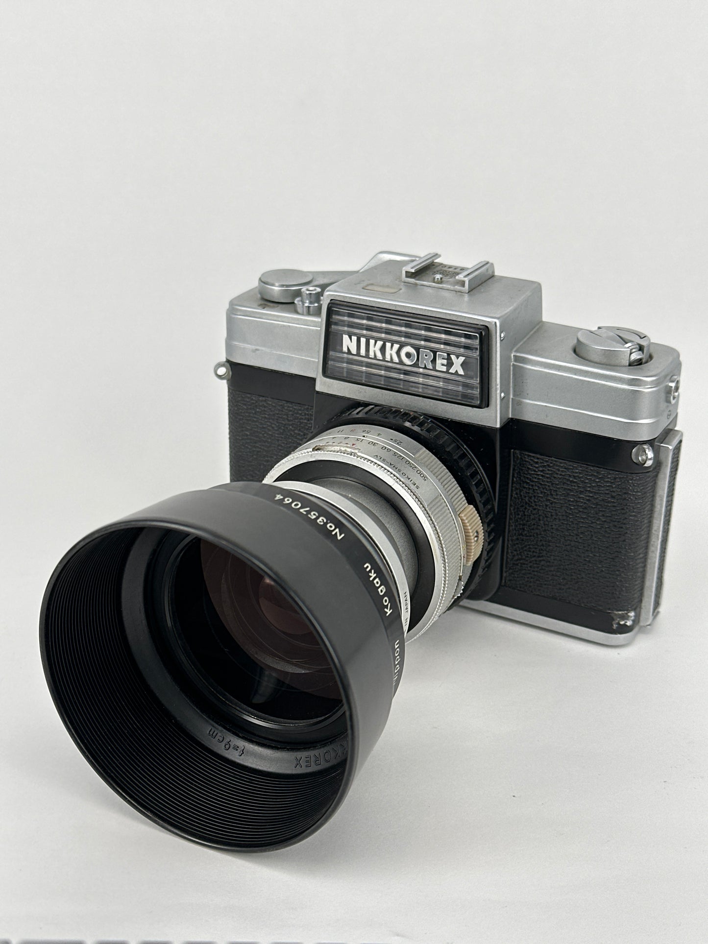 Nikkorex with 50mm f2.5 lens and 2 auxiliary lenses: Nikkorex-Tele f5.6 and Nikkorex-Wide f5.6