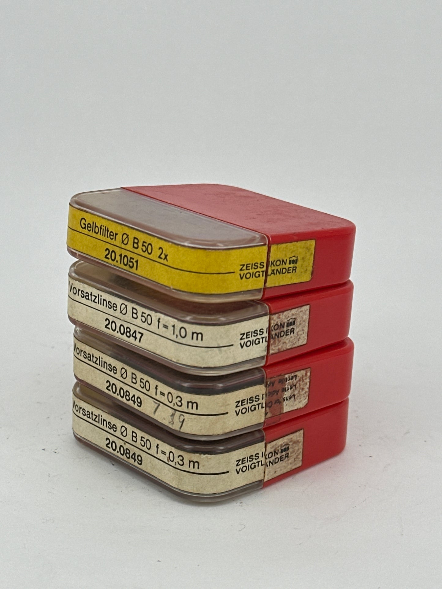 Set of 4x Zeiss Ikon Voigtlander close-up and light yellow filters