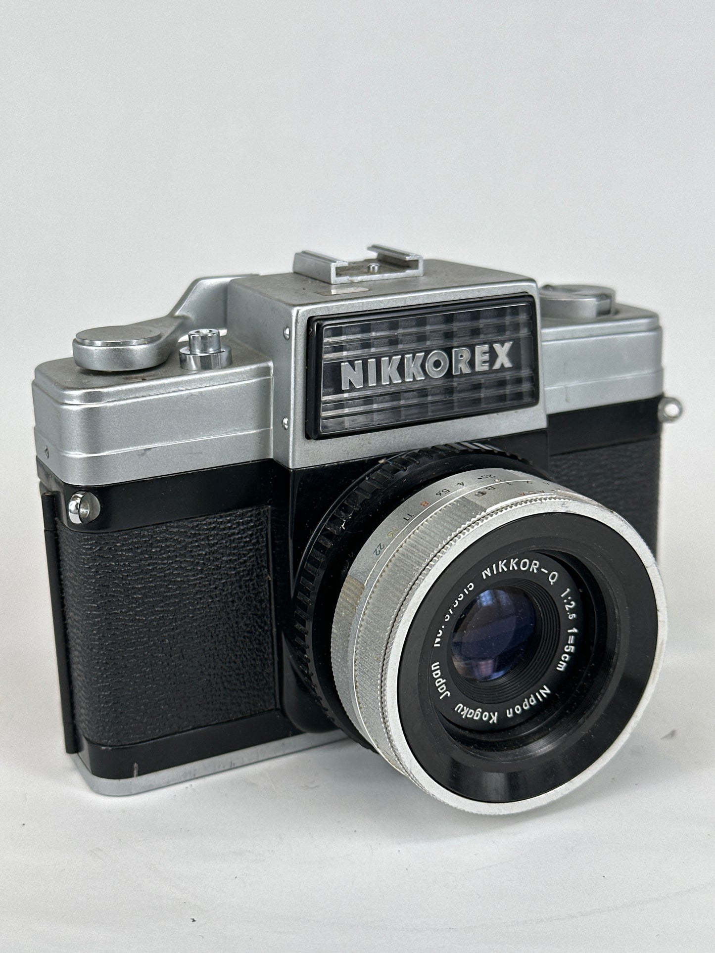 Nikkorex with 50mm f2.5 lens and 2 auxiliary lenses: Nikkorex-Tele f5.6 and Nikkorex-Wide f5.6