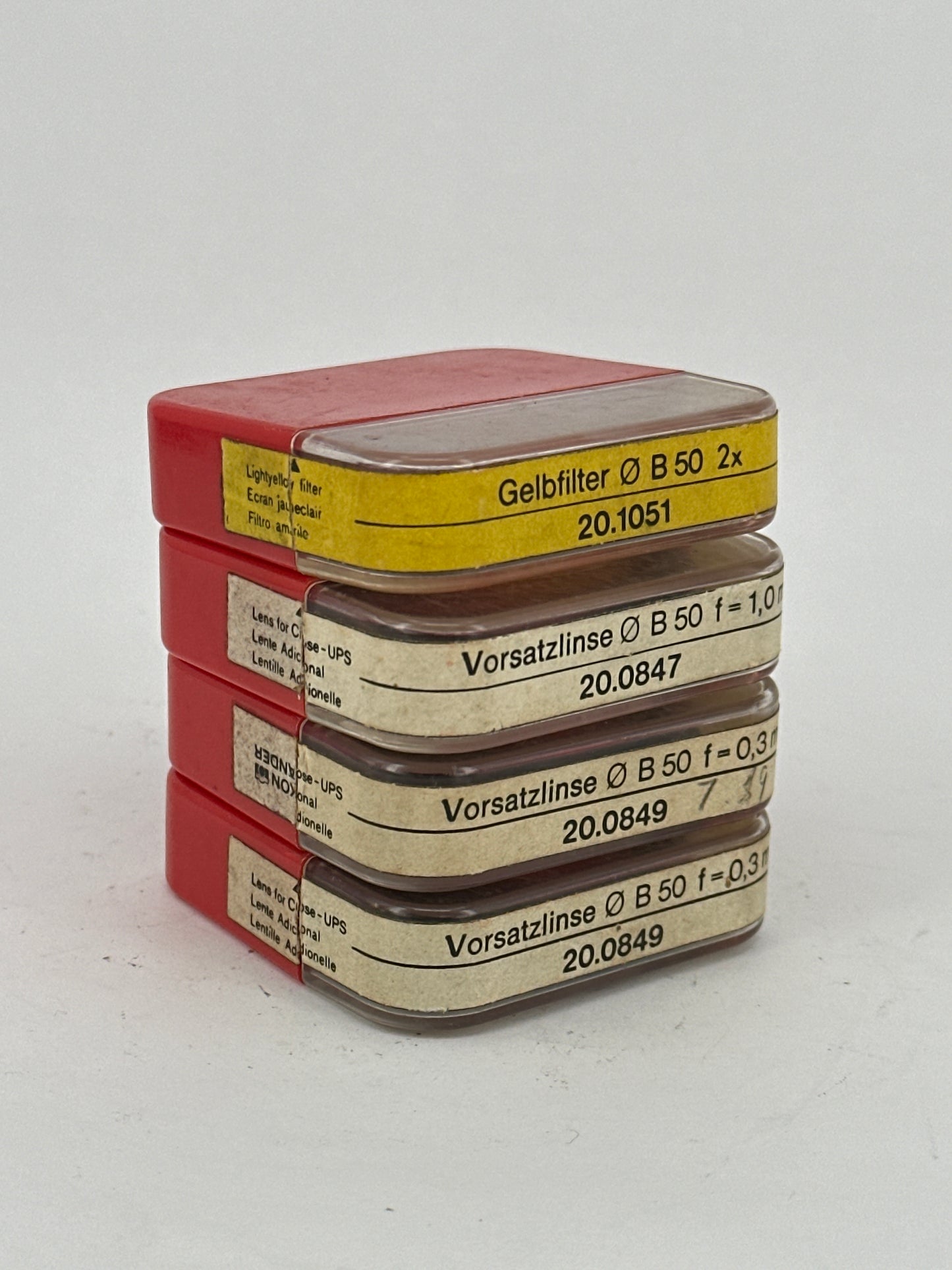 Set of 4x Zeiss Ikon Voigtlander close-up and light yellow filters