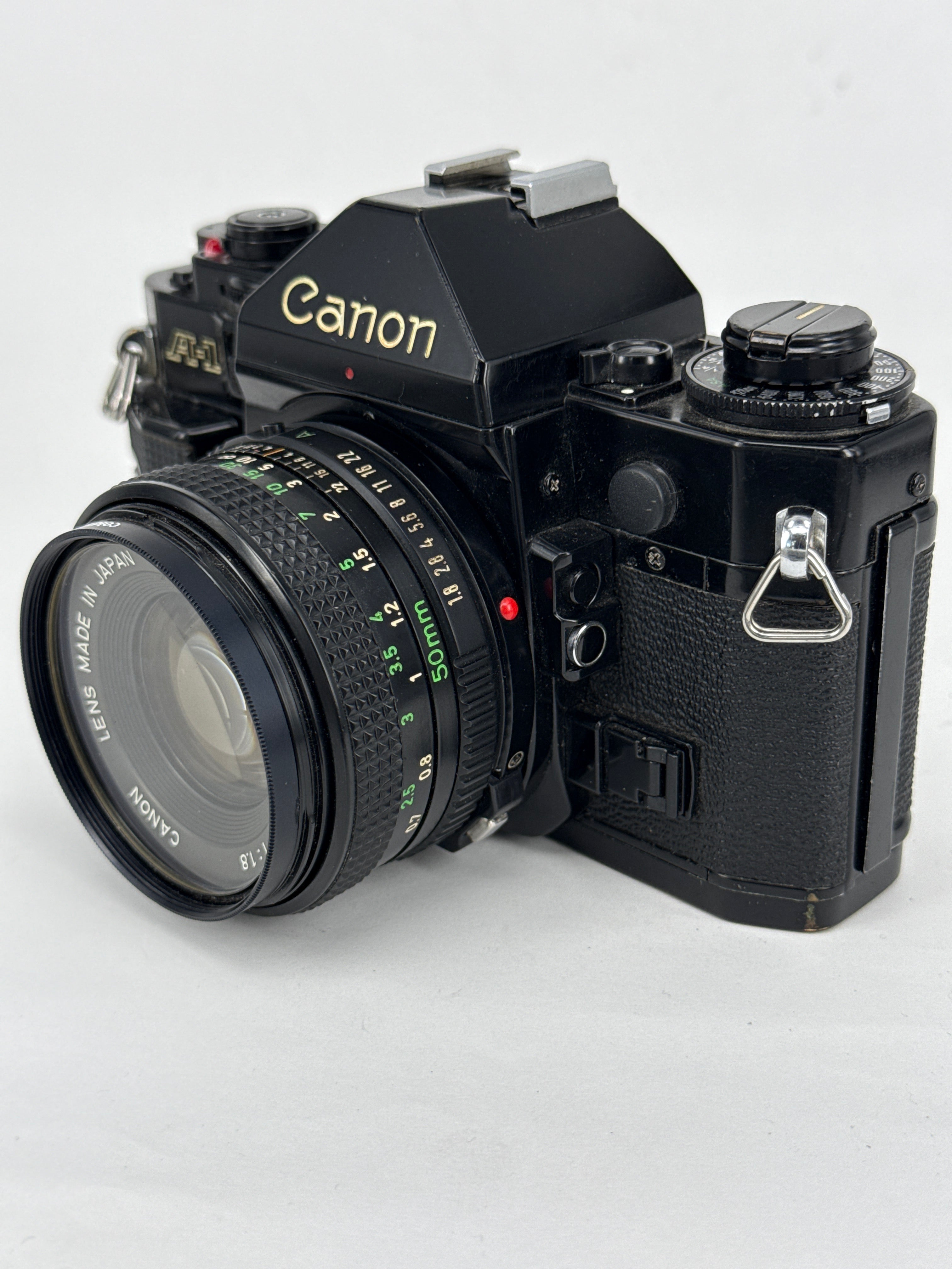 Canon A-1 with grip and 50mm f1.8 – Classic Camera