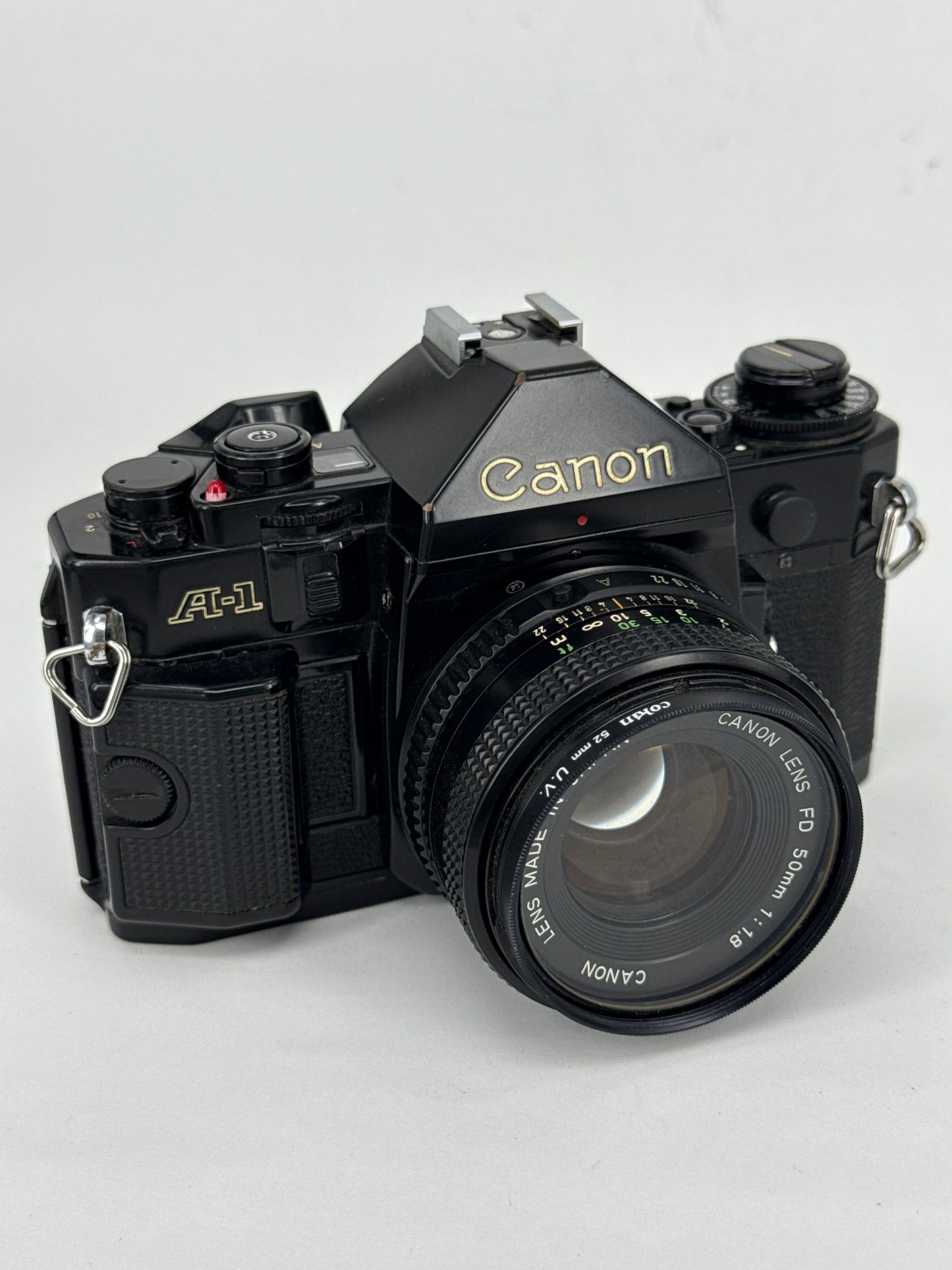 Canon A-1 with grip and 50mm f1.8