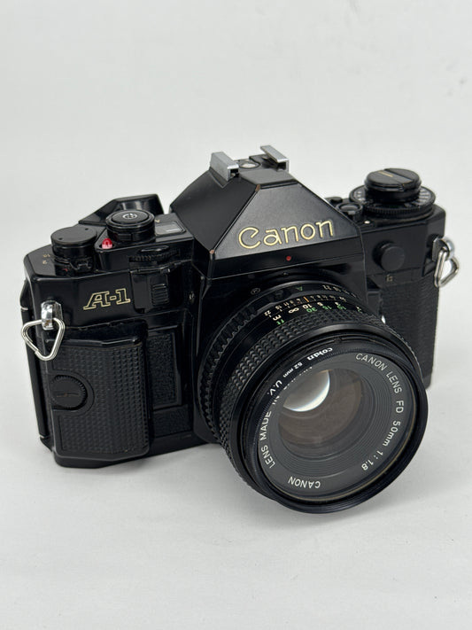 Canon A-1 with grip and 50mm f1.8